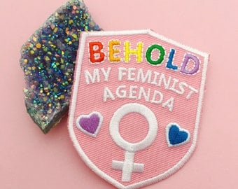 Behold My Feminist Agenda Iron On Patch - Embroidered Patch - Feminist Patch - Feminist Killjoy Accessories