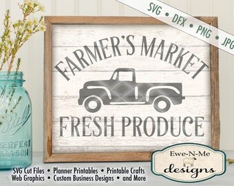 Farmers Market SVG - kitchen svg - farmhouse svg - old truck svg - farmers market - fresh produce svg - Commercial Use svg, dfx, png, jpg