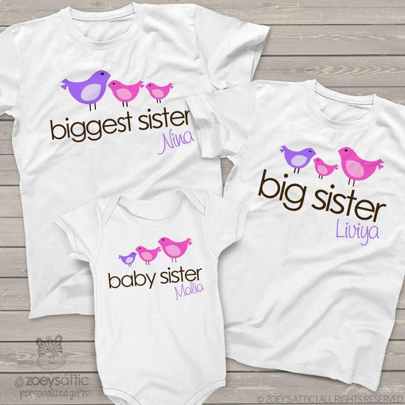 big sister little sisters set of three matching sister shirts