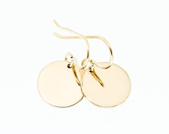 Gold disc earrings - simple gold earrings - minimalist earrings - circle earrings - simple gold jewelry - 14k gold filled jewelry - classic