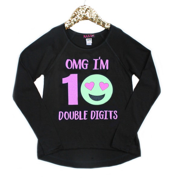 Download Tenth Birthday Shirt Girls Emoji Shirt 10 Double Digits by ...