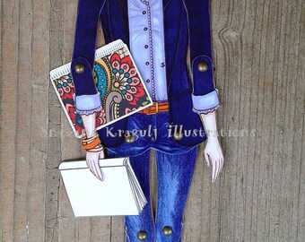 Custom Articulated Paper Doll,Personalized,Made to Order,Handmade,One of a kind