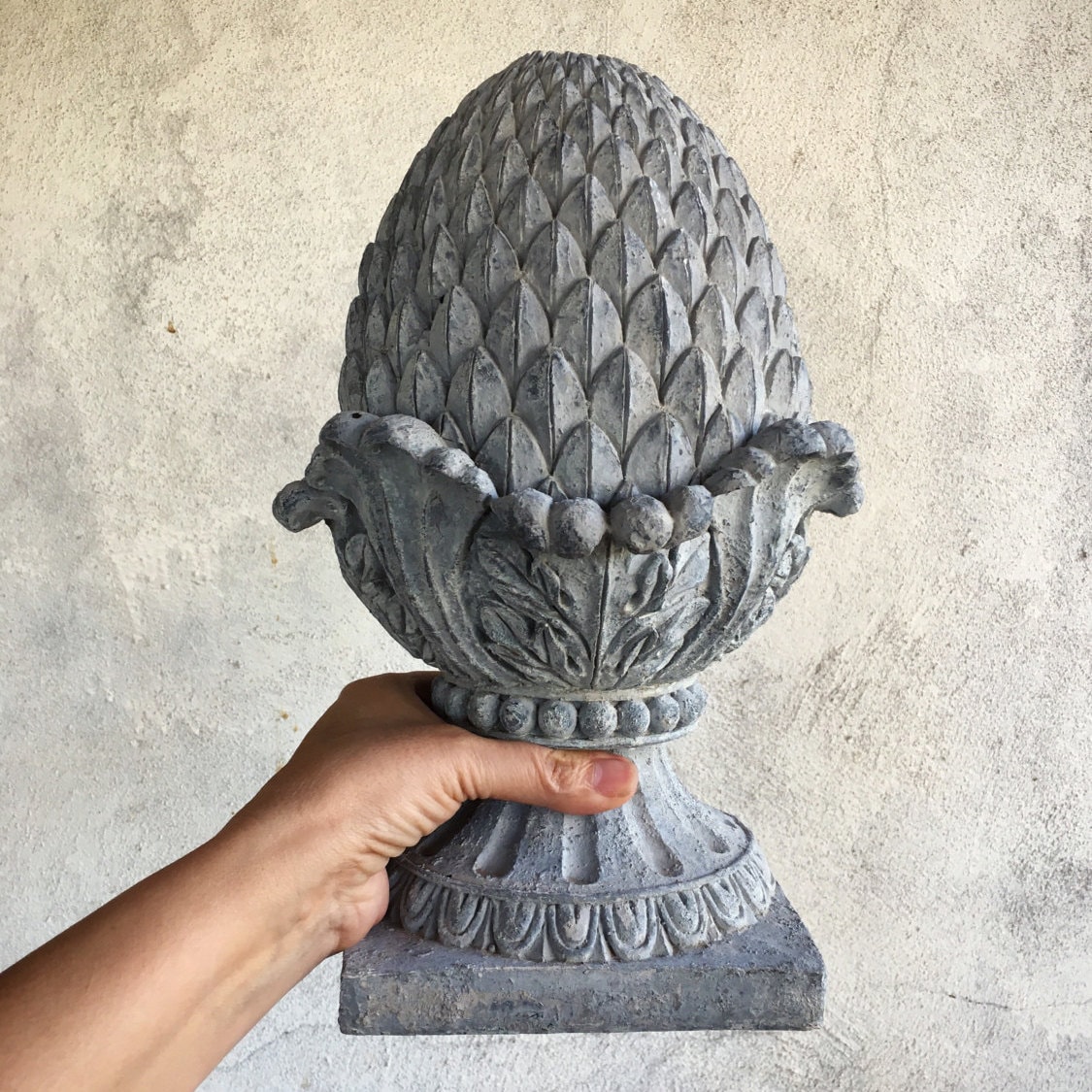 vintage distressed gray acorn finial, french country pineapple vintage distressed gray acorn finial, french country pineapple