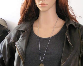 Pyrite Necklace, Gift Idea for Him, Fools Gold Necklace, Medallion Necklace, Gem Necklace, Gemstone Jewelry, Boyfriend Gift, Dog Tag, N1451