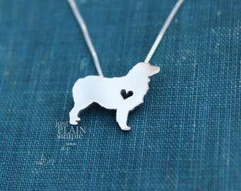 Australian Shepherd necklace, sterling silver necklace, hand cut pendant