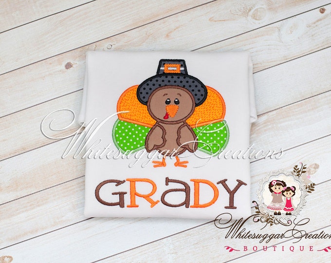 Thanksgiving Pilgrim Turkey Shirt - Custom Thanksgiving Shirt - Baby Boy Holiday Outfit - Baby First Thanksgiving