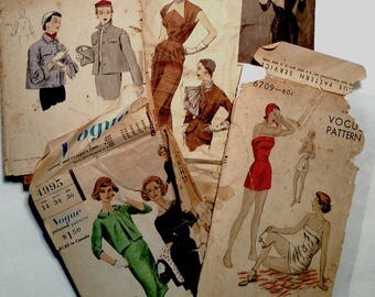 1950s Vogue Patterns 6999 4995 6709 1214 SZ 14 Lot of 4 TLC