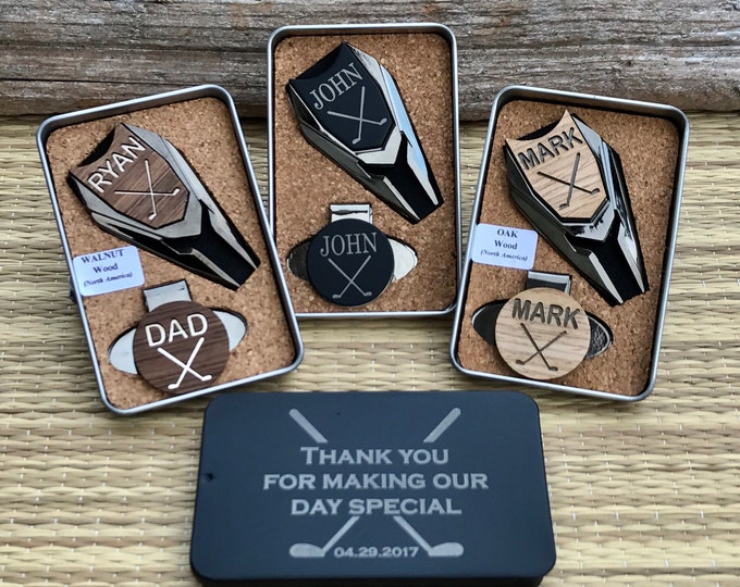 GROOMSMEN Gifts Set,Groomsmen Gift Box Ideas,Personalized Engraved Golf Ball Marker,Groomsman Usher Best Man Gift,Father of Bride Groom Gift