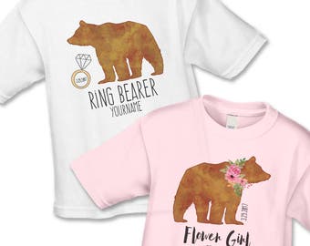 Ring Bearer Gift - Ring Bearer Bear Shirt - Personalized Bridal Party Gifts - Flower Girl Gift - Handcrafted Wedding - Flower Bear Girl Gift