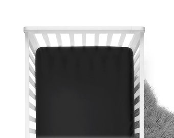 Fitted Crib Sheet - Black - Solid Crib Sheet - Flat Crib Sheet - Crib Sheet - Toddler Sheet - Baby Sheet -Solid Black Fitted Sheet-Bedding