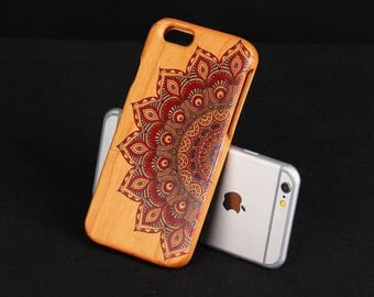Cherry Wood iPhone 6 case Mandala iPhone 6 wood cover - NW6002
