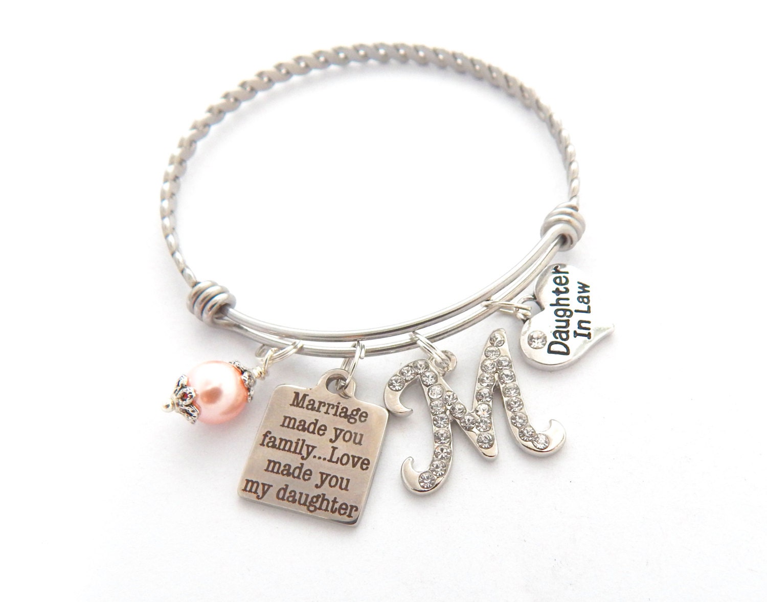 Future Daughter in Law BRACELET, Daughter in Law Gift, BRIDE to be Gift, Charm Bracelet, Marriage made you family, love made you my daughter