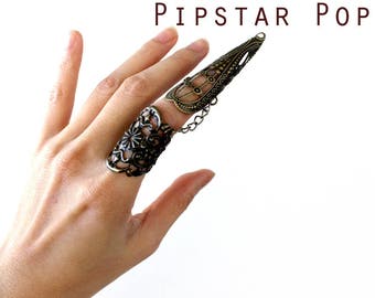Warrior Queen Filigree armor ring (1 Ring or set of 5)(3 color option) Pliable Metal finger ring cosplay cat claw,dragon talon,fantasy larp
