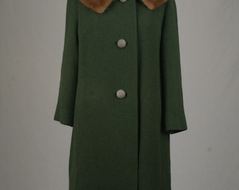 1960s Forstmann Wool Coat with Fur Collar