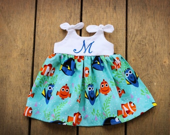 Dory Nemo dress, Girls Dress, Disney inspired outfit, baby dress, dory birthday dress, baby shower gift, monogrammed outfit
