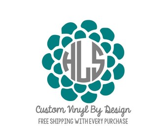 Flower Monogram Decal, Yeti Monogram, RTIC Cup Decal, Ozark Trail Decal, Car Decal, Monogram Decal, MacBook Decal, Vinyl Decal, Laptop Decal