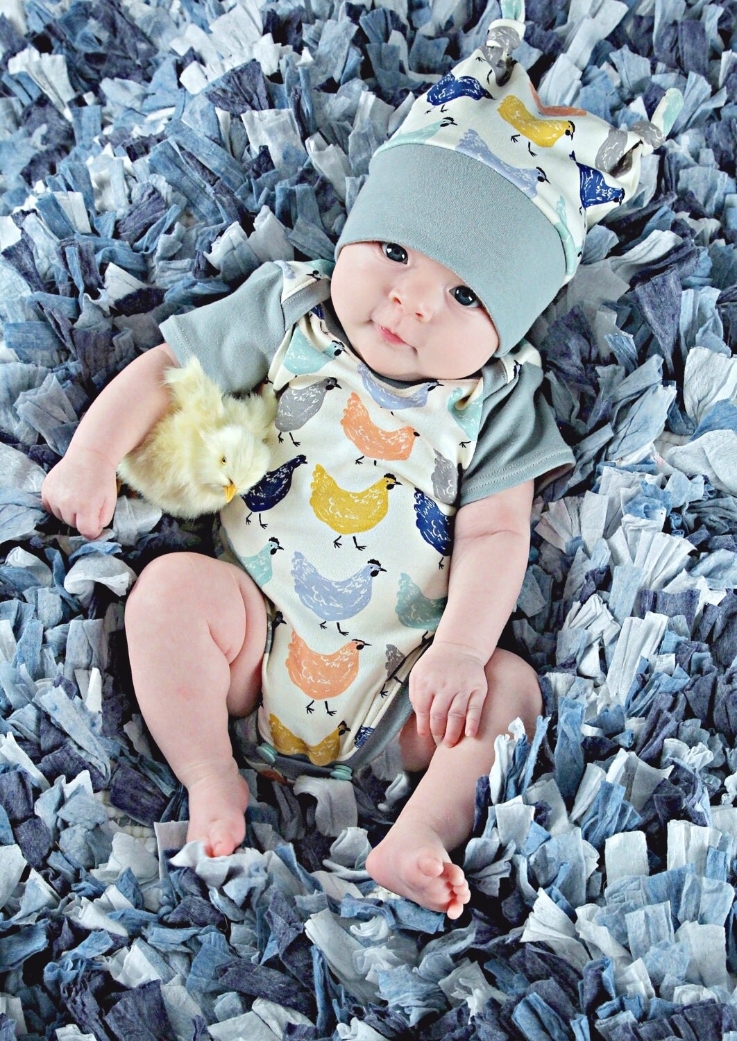 organic baby clothes chickens coming home outfit by DoodleDooz