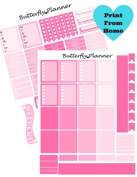 Pink Printable Planner Stickers 2 Pages Digital Download