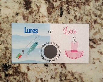 20 Gender Reveal Lures or Lace Scratch Off Card Tickets