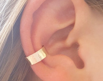 Hammered Ear Cuff, 14K Yellow Gold, Non Pierce Ear Cuff