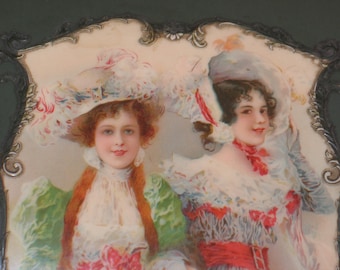 Antique Celluloid Vanity Dresser Box / VTG Box / Victorian Celluloid Box / Gibson Girl / Victorian Ladies