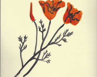 Orange California Poppy 2 Painting