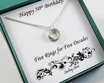50th Birthday Gift for Women, Sterling Silver Birthday Necklace, 50th Birthday, Love Knot Necklace, Milestone gifts, MarciaHDesigns,MHD