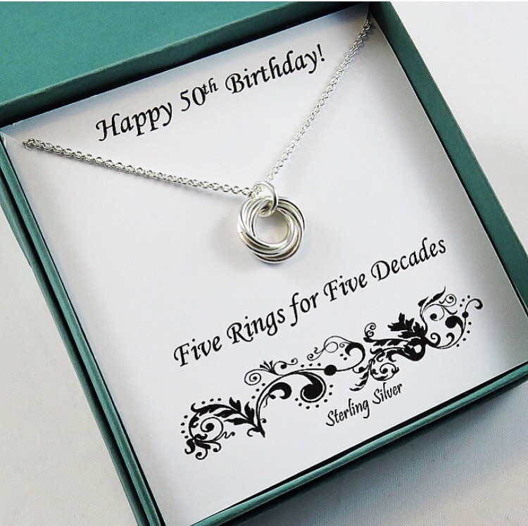 50th Birthday Gift for Women Sterling Silver Birthday