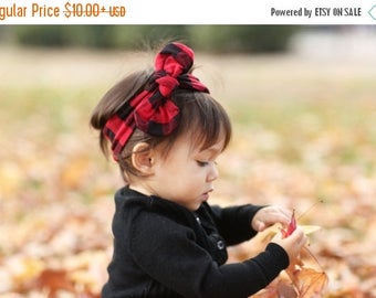 Buffalo Check Baby Bow Headband/Baby Headwrap/ Baby Head Wraps/ Toddler Headwrap/ Baby Bow Headbands/ Buffalo Check Headband/ Newborn Girl
