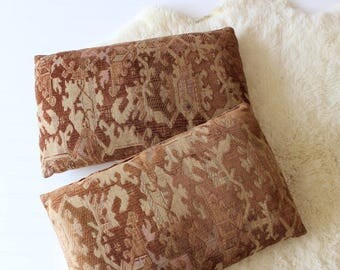 Brown Kilim Pillows Vintage Beige Brown and Pink Throw Pillows Decorative Boho Home Decor