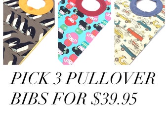 Pullover Bibs - Toddler Bibs - Toddler Pullover Bib - Baby Bibs - Set of 3 Baby Bibs - Gender Neutral Baby Gift - Baby Gift Set - Boy Bib