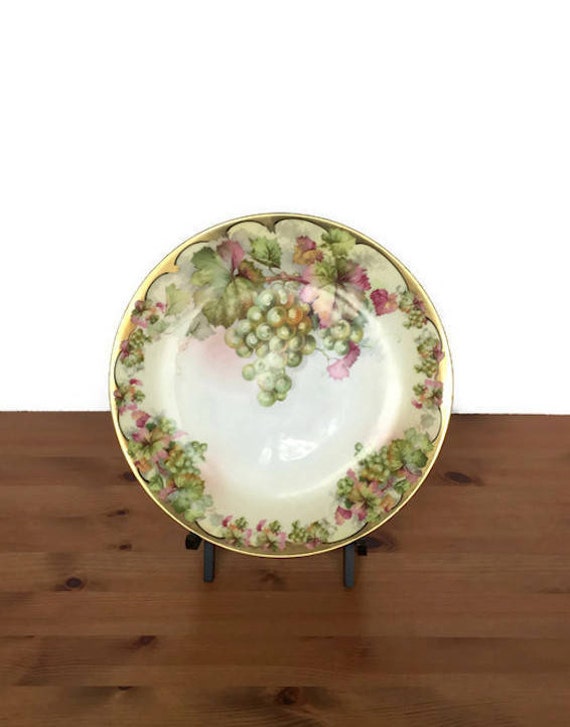 Royal Rudolstadt plate vintage Prussia made saucer grape leaf gold ri