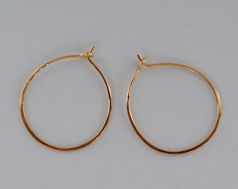 14K Solid Gold Hoop earrings, One inch gold Hoop Earrings, Gold Hoops, one inch 14K Gold Earrings, Gift