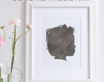 Child Silhouette - Custom Silhouette - Watercolor Silhouette - Custom Silhouette