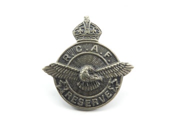 Vintage RCAF Reserves Badge, Royal Canadian Air Force, Eagle, Crown, Militaria