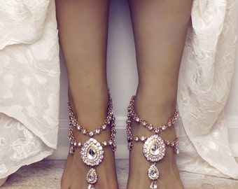 Aida Barefoot Sandals Foot Jewelry Gold Barefoot Sandals Wedding Jewelry Wedding Sandals Anklet Foot Thong Beach wedding Shoes Sandles Gold