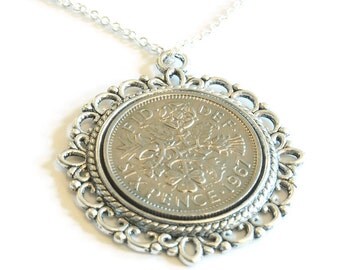 1967 Birthday Gift, Lucky Sixpence Necklace, 1967 Jewelry Gift, 50th Birthday Gift, 50th Birthday Ideas, 50th birthday gifts for women