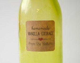 24 Kraft Brown 1.5" Square Sticker Label Tags - homemade vanilla extract