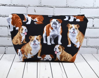 English Bulldog Makeup Bag, Bull Dog Cosmetic Bag