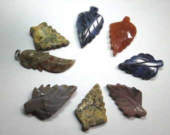 2 Semiprecious Leaf Pendants