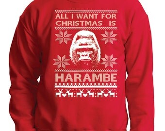 Harambe Ugly Christmas Sweater Funny Xmas Party Sweater