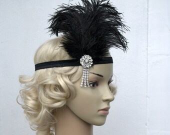 The Great Gatsby,20's flapper Headpiece, Vintage Inspired, Bridal 1920s Headpiece ,1930's, Rhinestone headband, Rhinestone flapper headpiece