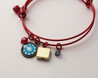 Iron Man Arc Reactor Bangle Tony Stark Marvel Comic Inspired Jewelry Adjustable Bracelet Avengers Comic Book Super Hero Girl Nerd Geek Gift