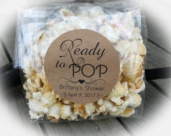 30 Personalized POPCORN Baby Shower Favor Labels