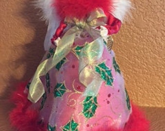 Sassy Holly Berry Angel ~ 9 in Treetop or Tabletop Angel by PFeignCottage