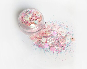 UNICORN TEARS Baby Pink Holographic Chunky Festival Glitter Face Glitter Body Glitter