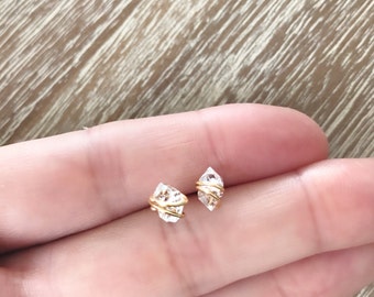 Herkimer Diamond Stud Earrings // Minimalist Earrings // Gemstone Earrings //Southern Wire // Herkimer Diamond Jewelry
