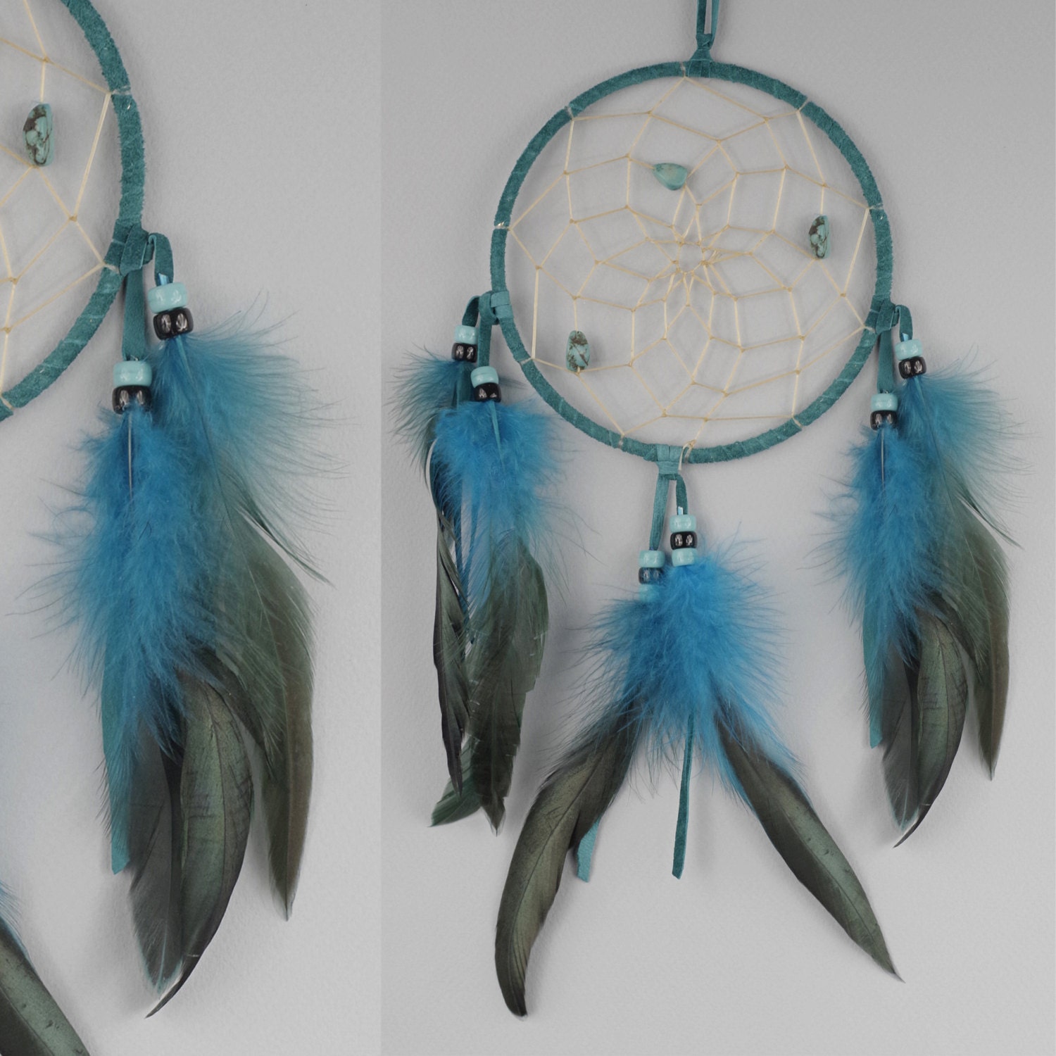 Medium Dream Catcher Teal Dream Catcher Wall by MetisArtsJolin
