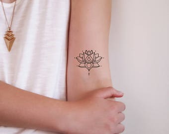 Small lotus temporary tattoo / bohemian temporary tattoo / boho tattoo / lotus tattoo / lotus fake tattoo / boho gift idea