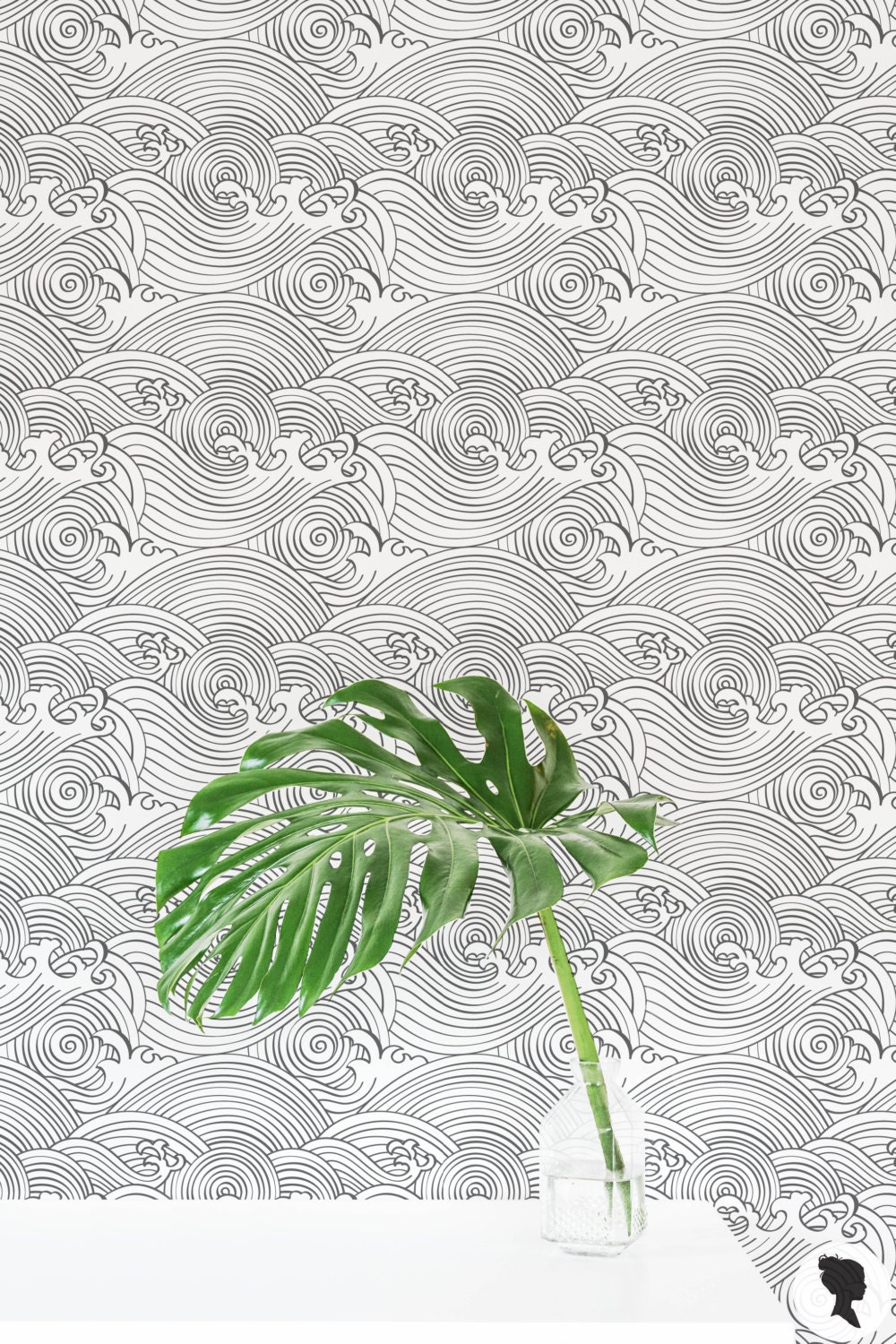 Grey Waves Wallpaper / Traditional or Removable Wallpaper